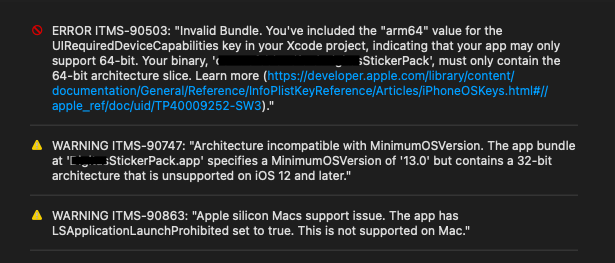 iOS Stickers Pack Error in Xcode